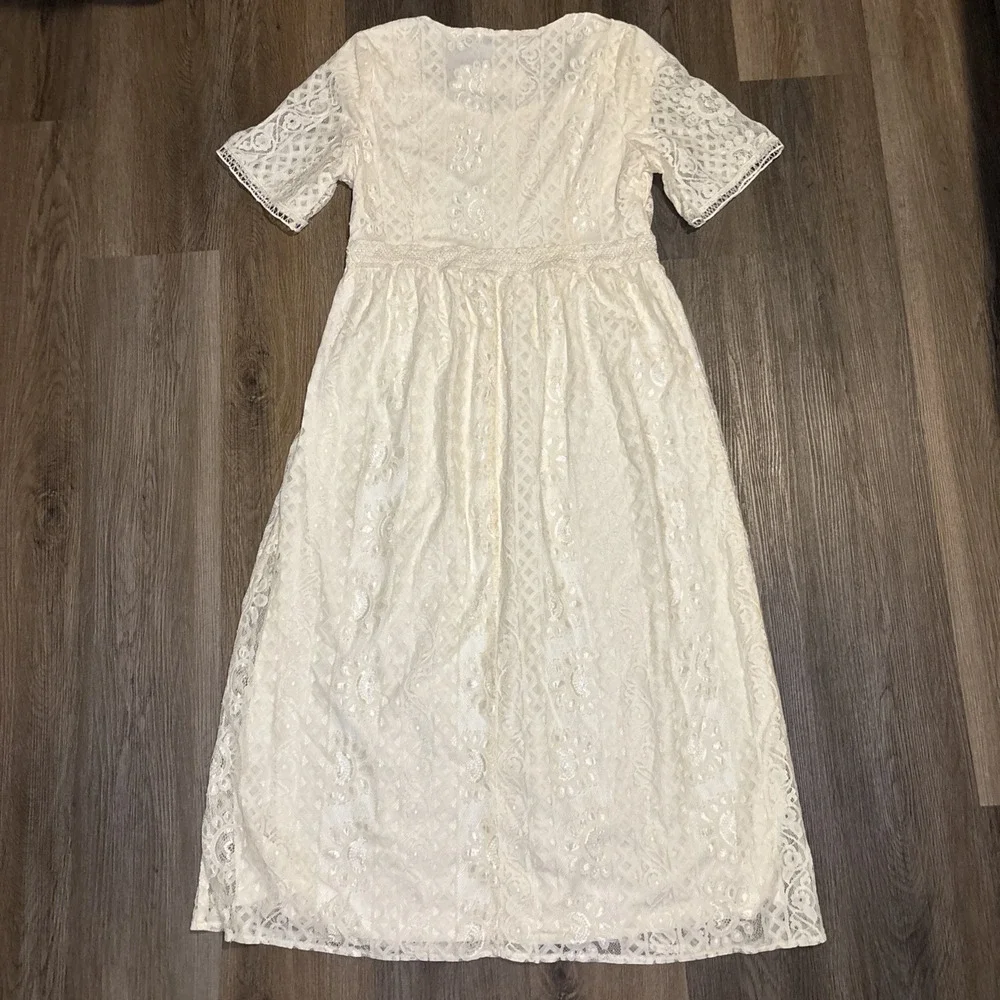 NEW Baltic Born Kody Lace Midi Dress Large Ivory Cream Vintage Bridal Wedding‎